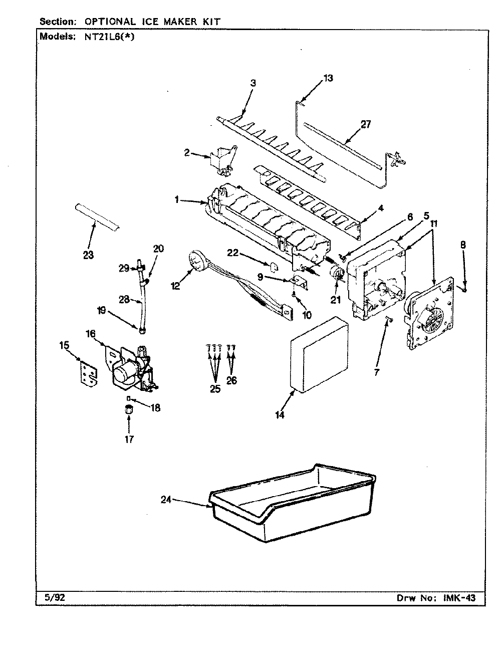 05 - Optional Ice Maker Kit Diagram and Parts List for NT21L6A  Whirlpool Refrigerator