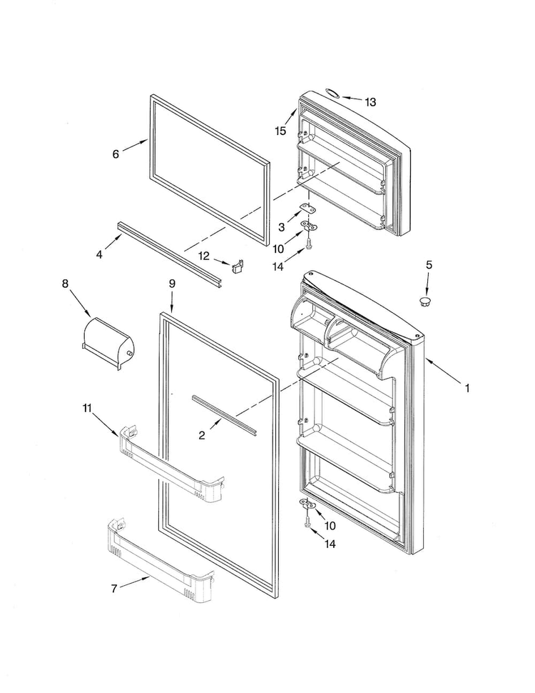 Door Diagram and Parts List for 10660932901  Kenmore Refrigerator