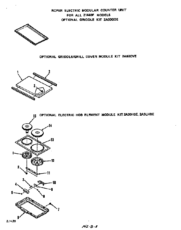 ^griddle Diagram and Parts List for 2144*0F  Roper Range