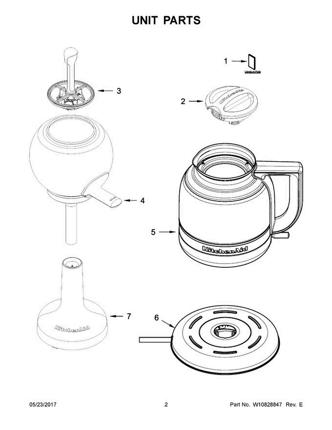 02 - Unit Parts Diagram and Parts List for 5KCM0812AOB0  KitchenAid Coffee Maker
