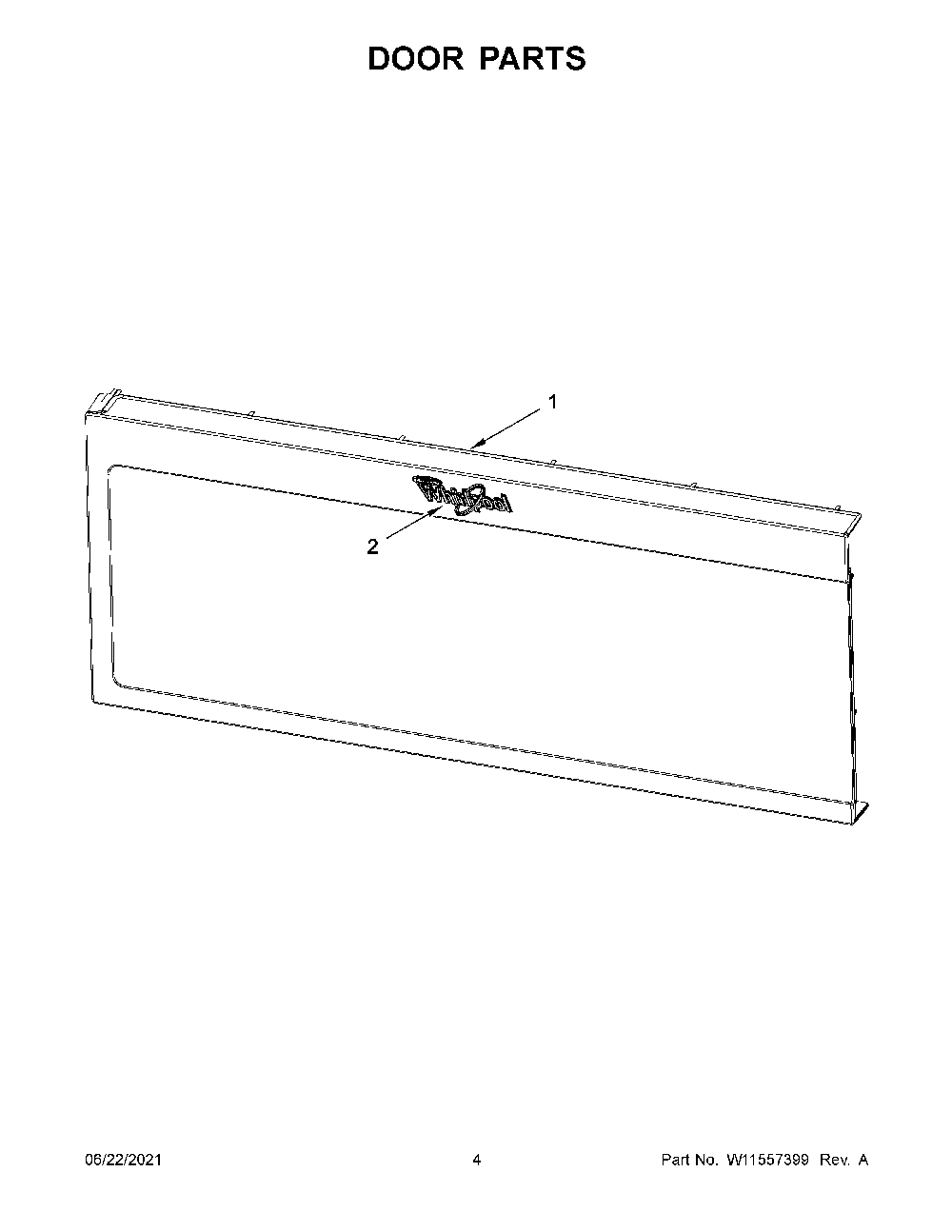 03 - Door Parts Diagram and Parts List for WML35011KW01  Whirlpool Microwave