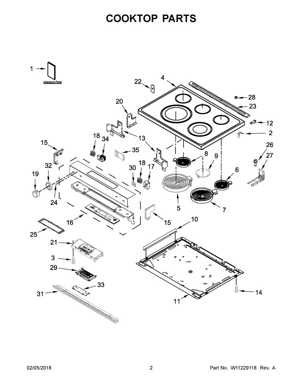 Cooktop Parts Diagram and Parts List for KSEG700ESS3  Whirlpool Range