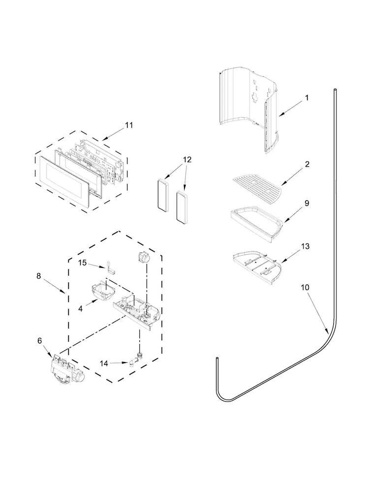 Dispenser Parts Diagram and Parts List for KSC23C8EYY03  KitchenAid Refrigerator