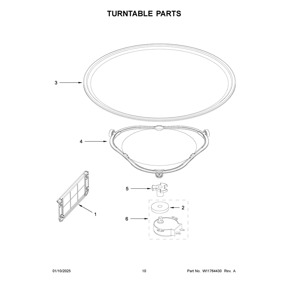 Turntable Parts Diagram and Parts List for WMMS3130RZ02  Whirlpool Microwave