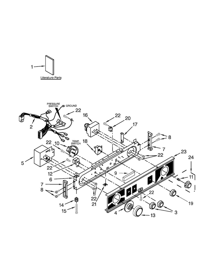 Washer/dryer Control Panel Parts Diagram and Parts List for 11081432510  Kenmore Washer Dryer Combo
