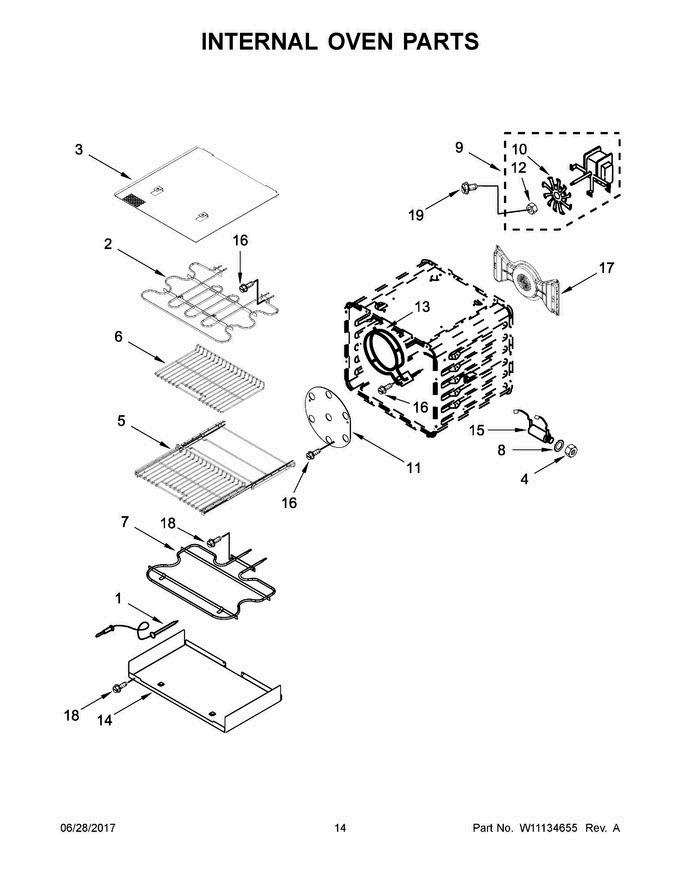 08 - Internal Oven Parts Diagram and Parts List for KDRS467VBU01  KitchenAid Range