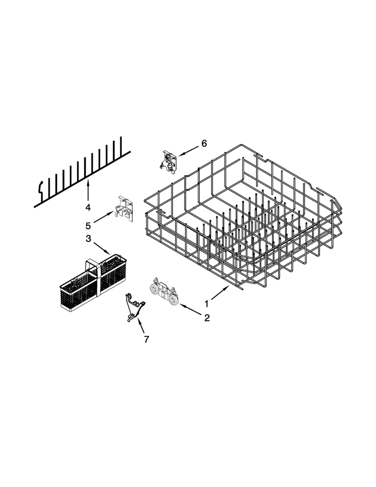 Lower Rack Parts Diagram and Parts List for KUDS30SXSS9  KitchenAid Dishwasher