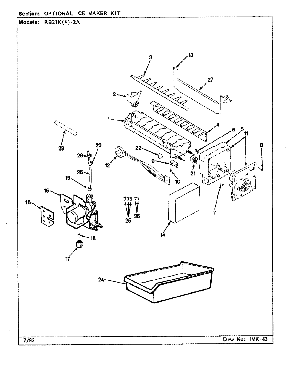 04 - Optional Ice Maker Kit Diagram and Parts List for RB21KN-2A  Whirlpool Refrigerator