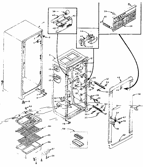 Refrigerator Cabinet Parts Diagram and Parts List for 106M9B1-F  Kenmore Refrigerator