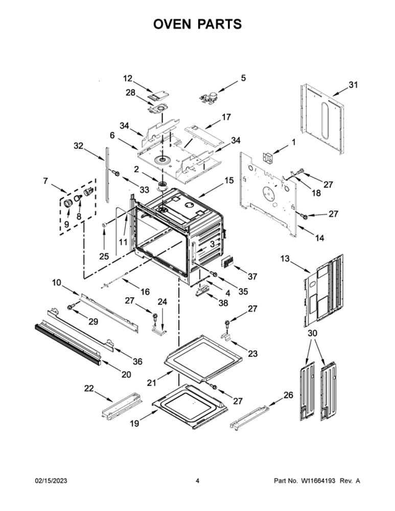 Oven Parts Diagram and Parts List for WOC75EC7HS22  Whirlpool Microwave Oven Combo
