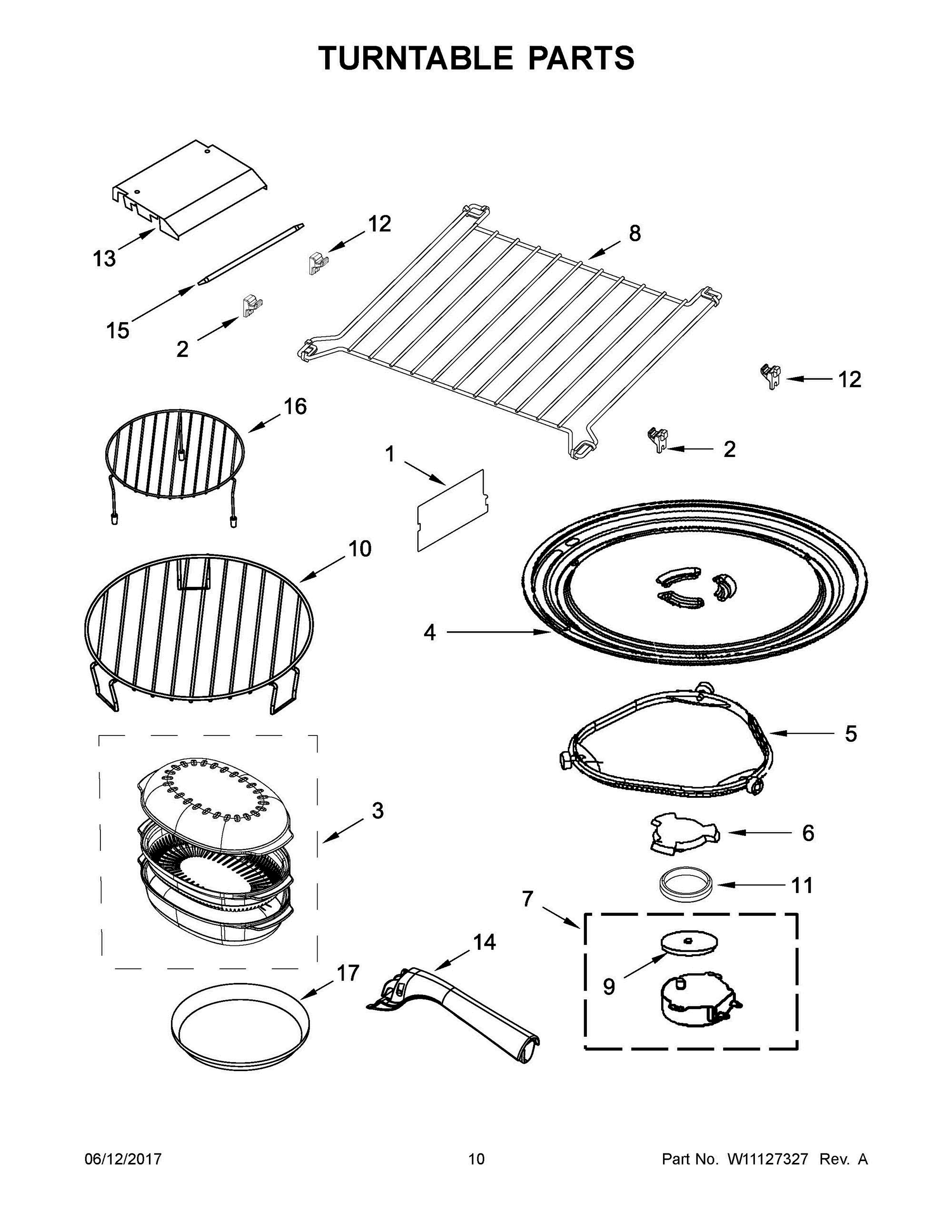 06 - TURNTABLE PARTS Diagram and Parts List for YKMHP519ES2  Whirlpool Microwave Oven Combo