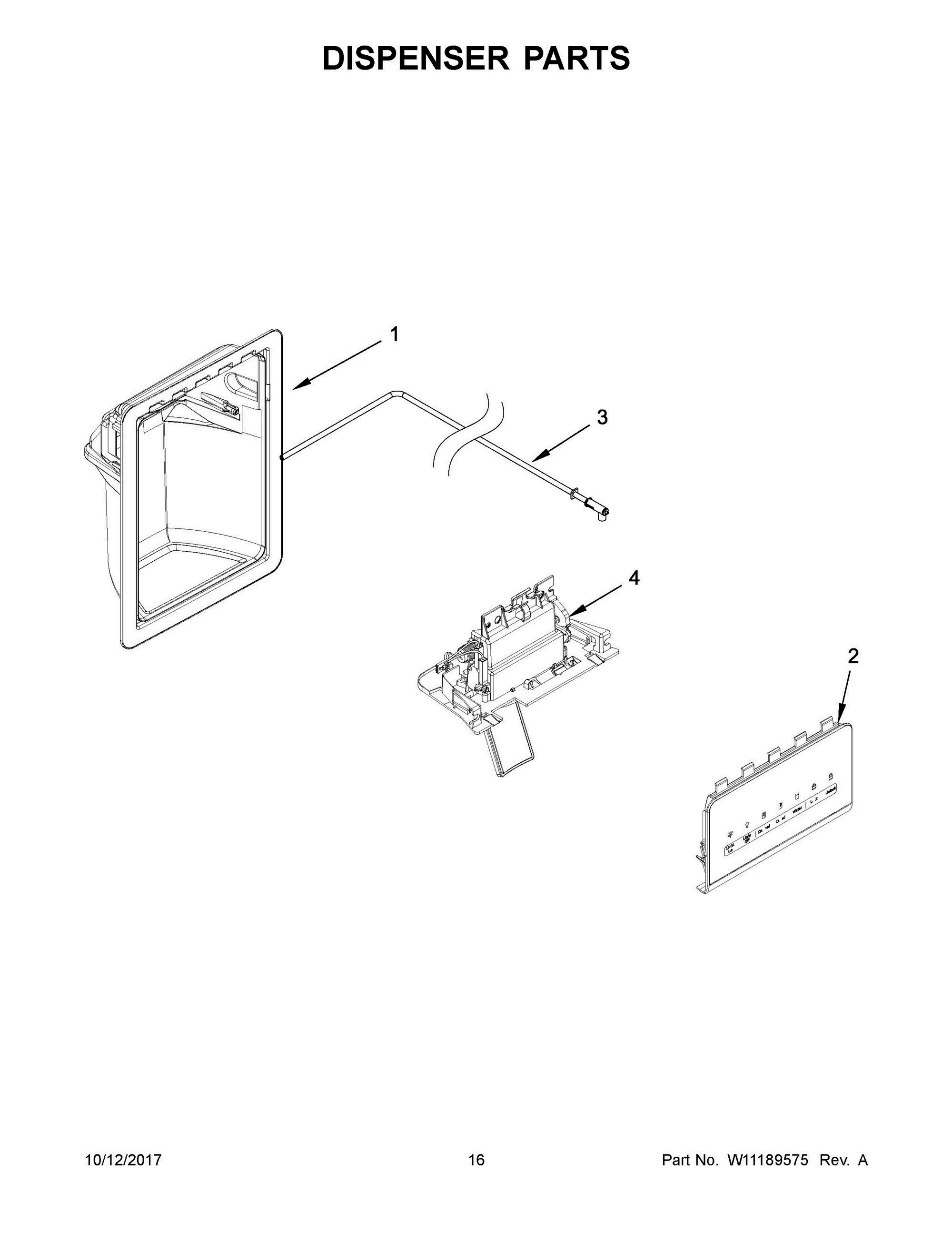 09 - DISPENSER PARTS Diagram and Parts List for WRS321SDHW00  Whirlpool Refrigerator