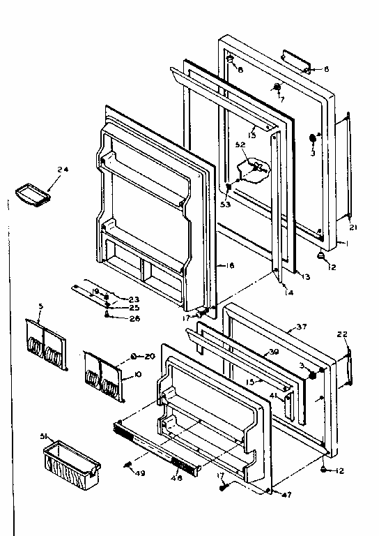 Door Parts Diagram and Parts List for 106U14F  Kenmore Refrigerator