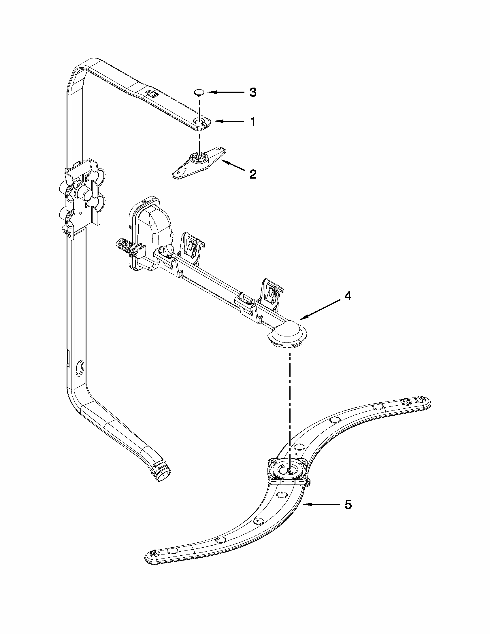Upper Wash And Rinse Parts Diagram and Parts List for 66513272K115  Kenmore Dishwasher