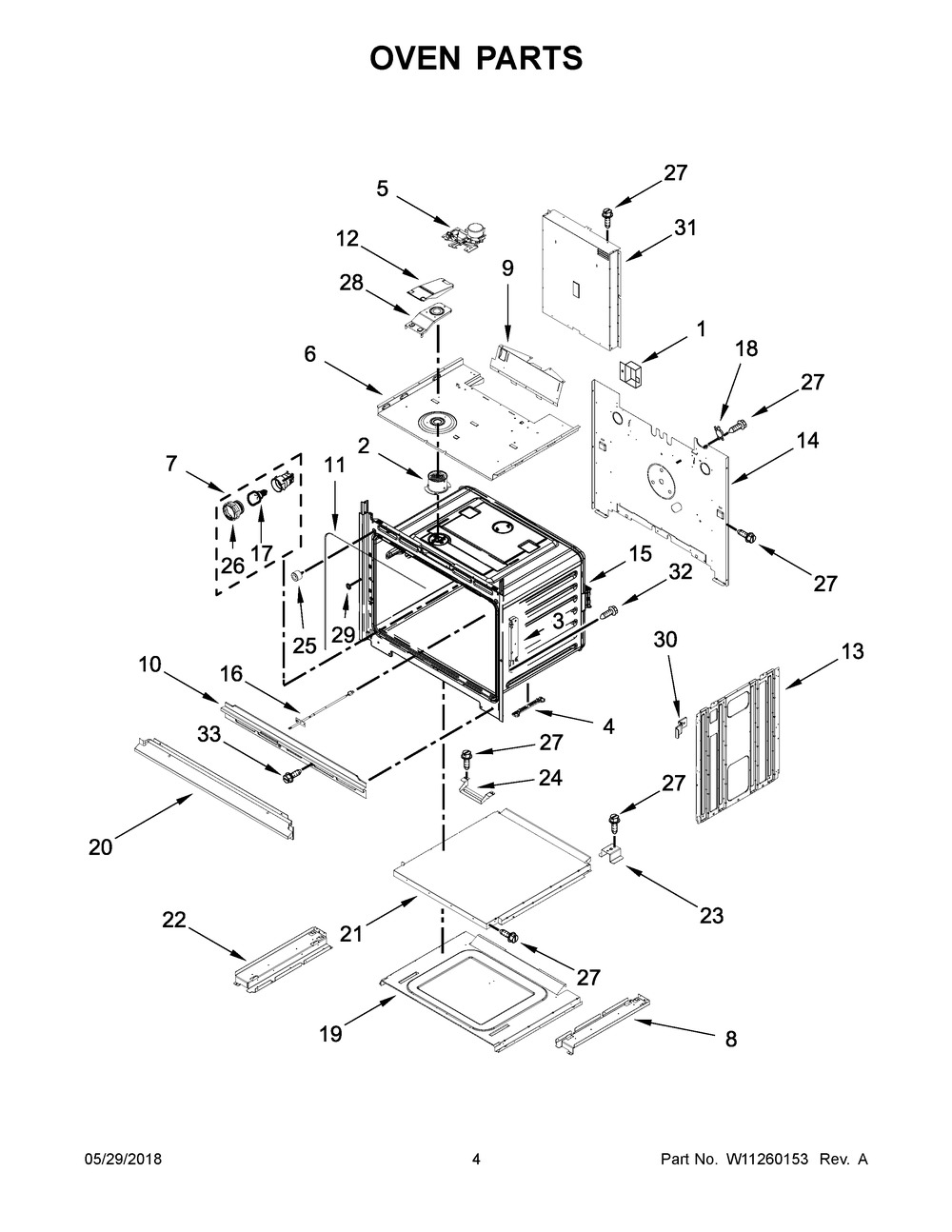 Oven Parts Diagram and Parts List for WOC54EC0AB05  Whirlpool Microwave Oven Combo
