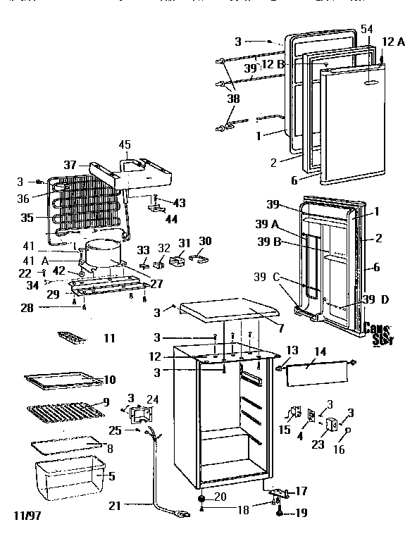 Refrigerator Cabinet Parts Diagram and Parts List for 46196475691  Kenmore Refrigerator