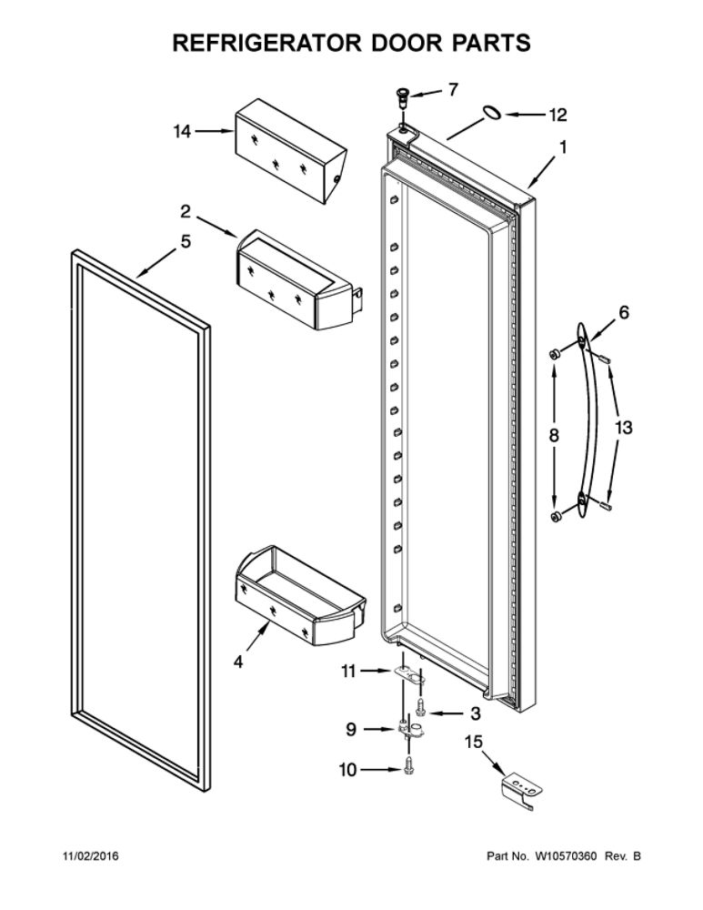Refrigerator Door Parts Diagram and Parts List for 10641163310  Kenmore Refrigerator