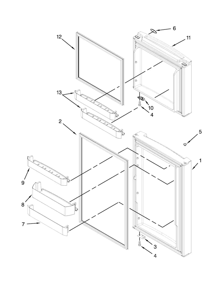 Door Parts Diagram and Parts List for 10676392410  Kenmore Refrigerator
