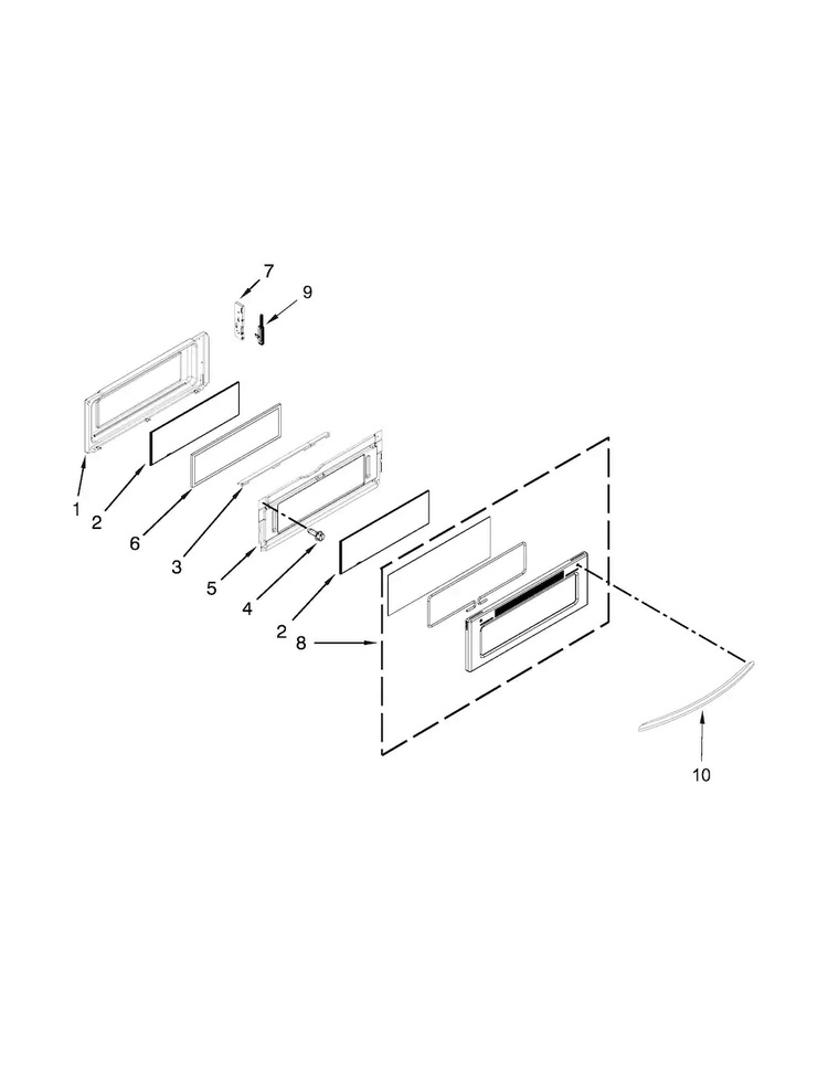 Upper Door Parts Diagram and Parts List for KDRS505XSS04  KitchenAid Range