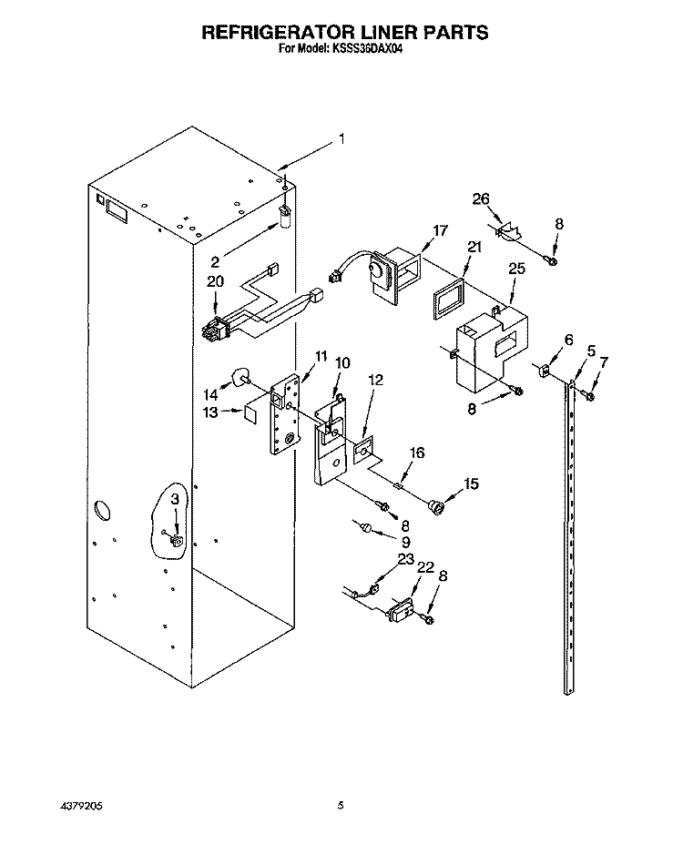 REFRIGERATOR LINER Diagram and Parts List for KSSS36DAX04  KitchenAid Refrigerator