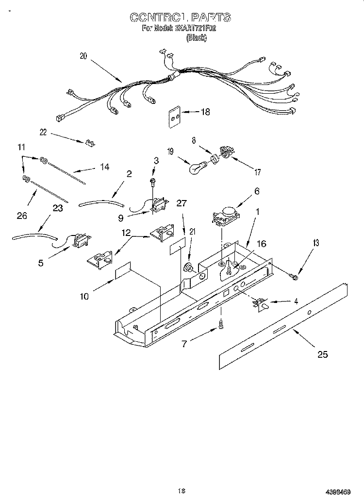 CONTROL Diagram and Parts List for 3XART721F02  Whirlpool Refrigerator