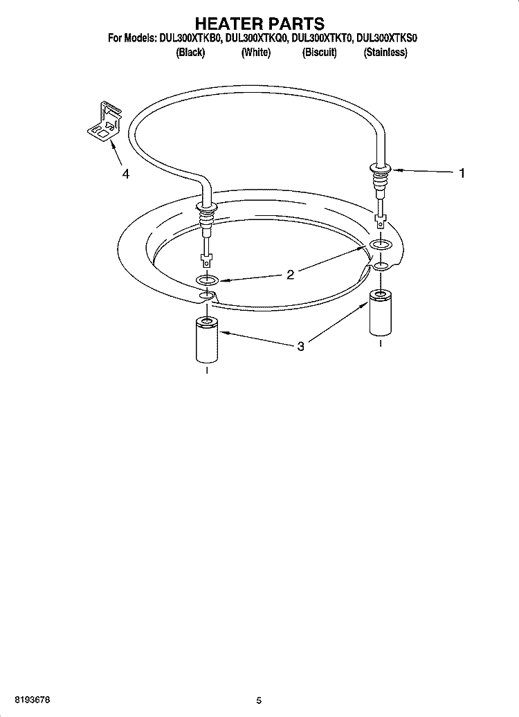 HEATER PARTS Diagram and Parts List for DUL300XTKQ0  Whirlpool Dishwasher