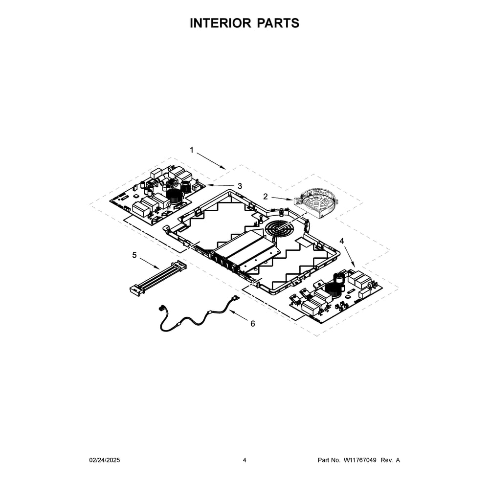 Interior Parts Diagram and Parts List for WCIT6030SB00  Whirlpool Cooktop