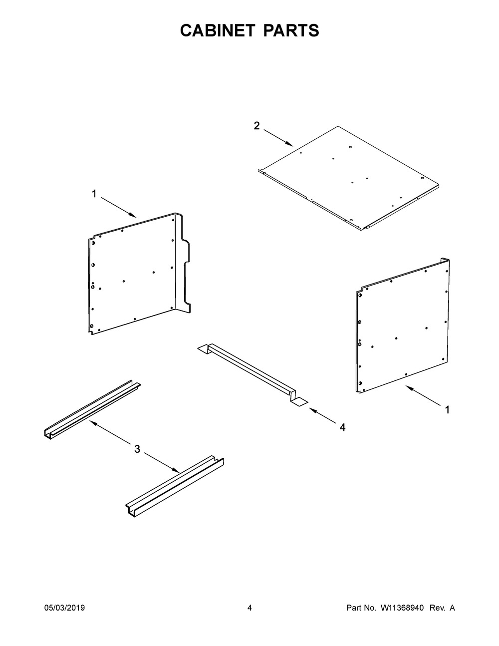 Cabinet Parts Diagram and Parts List for KMBS104ESS03  Whirlpool Microwave