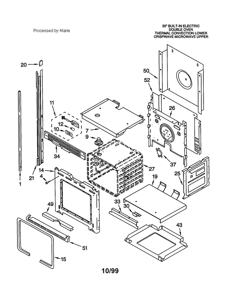 Oven Diagram and Parts List for NHP01MCG  KitchenAid Wall Oven