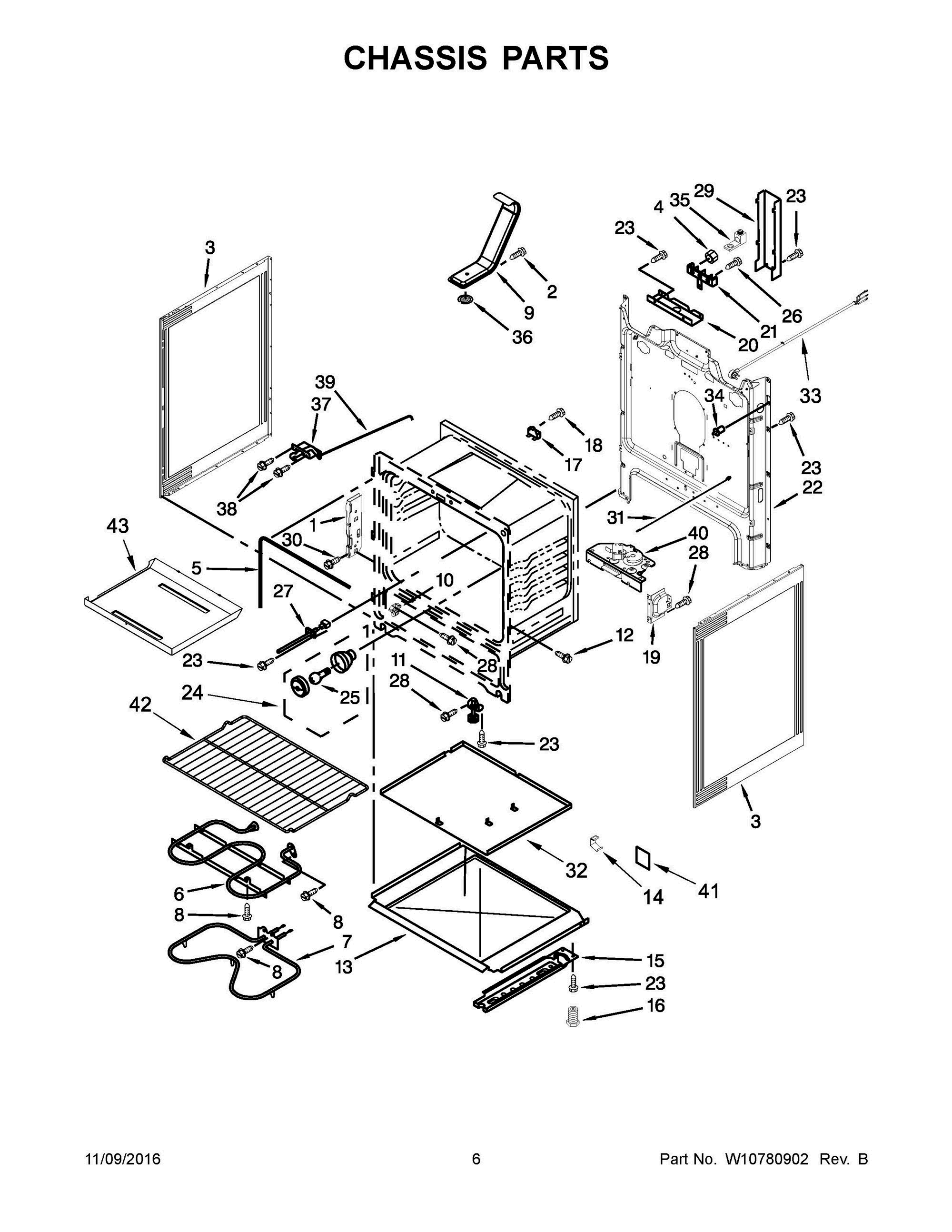 04 - CHASSIS PARTS Diagram and Parts List for YWFE515S0EB0  Whirlpool Range