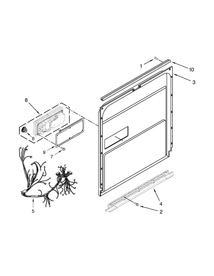 Inner Door Parts Diagram and Parts List for KDTE204DSS0  KitchenAid Dishwasher