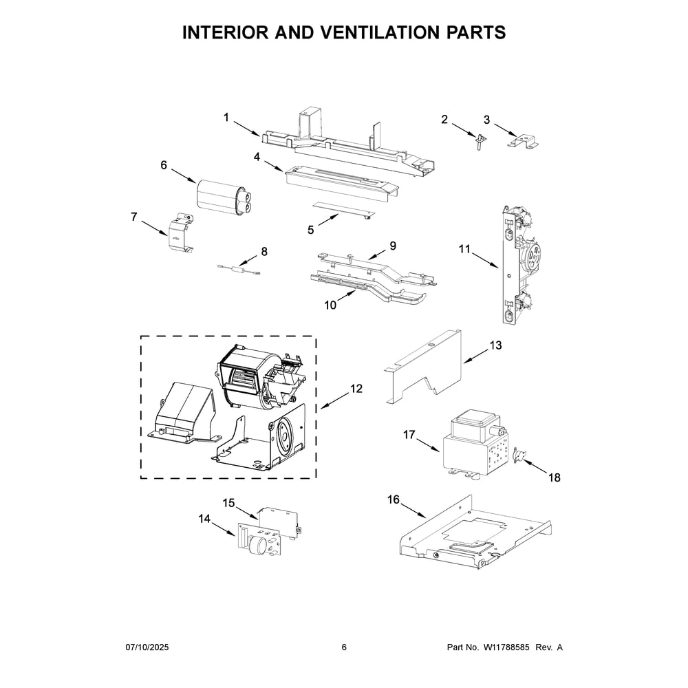 Interior And Ventilation Parts Diagram and Parts List for KMBT730SPS00  KitchenAid Microwave