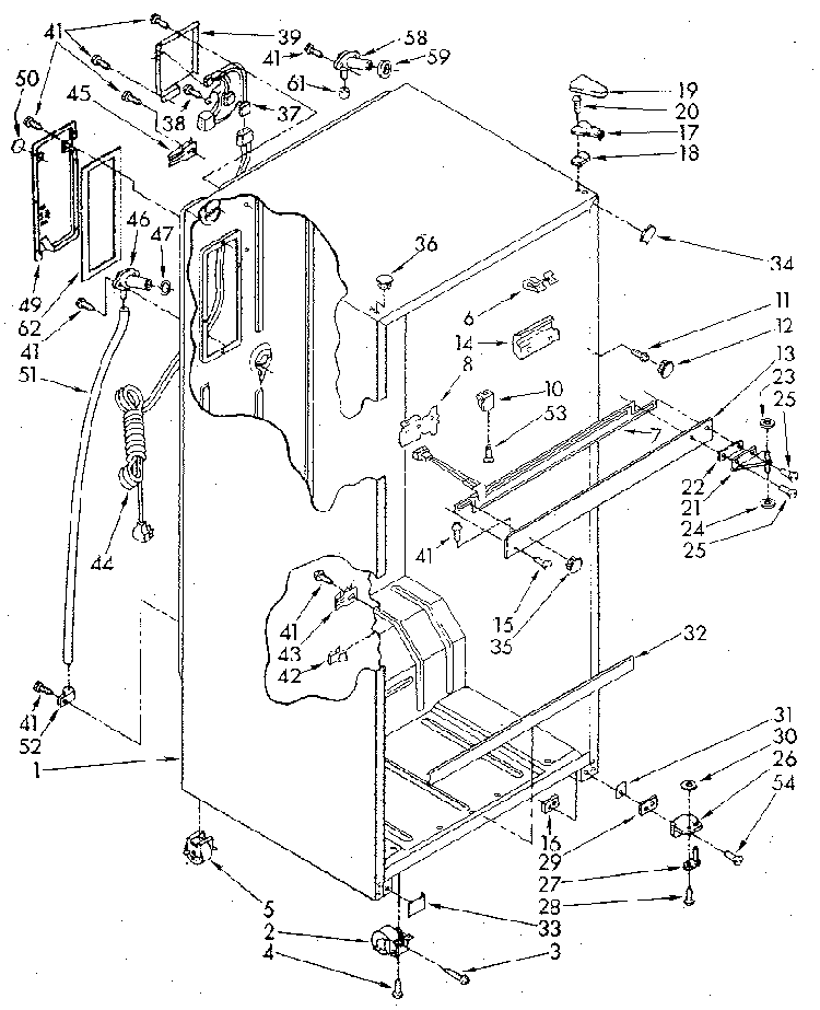 Cabinet Diagram and Parts List for ET18GKXSN07  Whirlpool Refrigerator