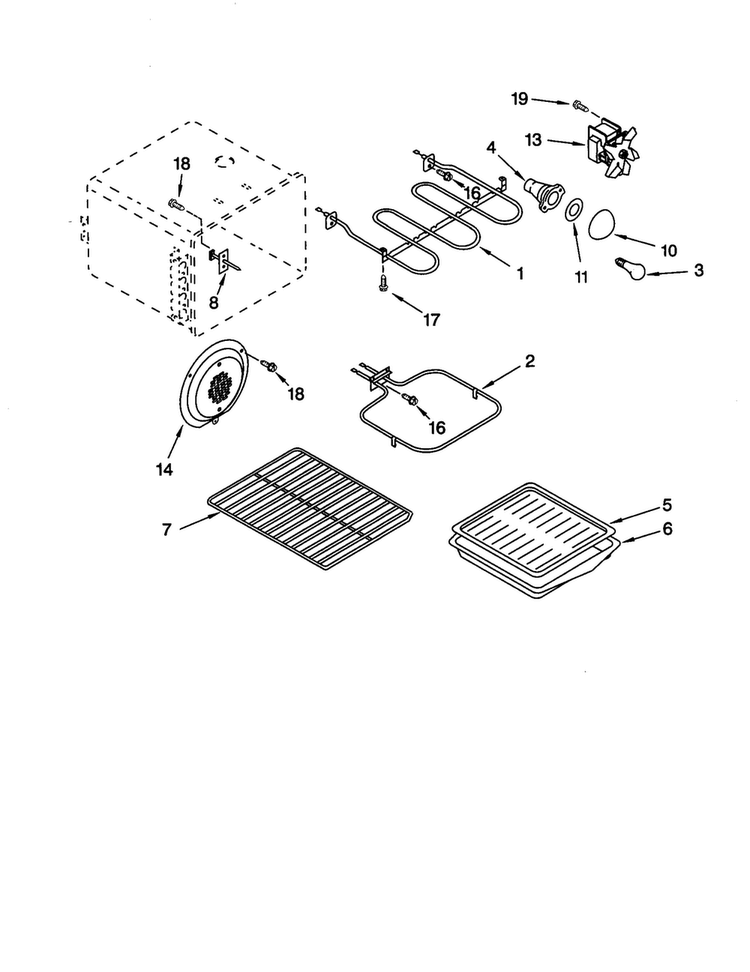 Oven Diagram and Parts List for GR450LXHQ1  Whirlpool Range