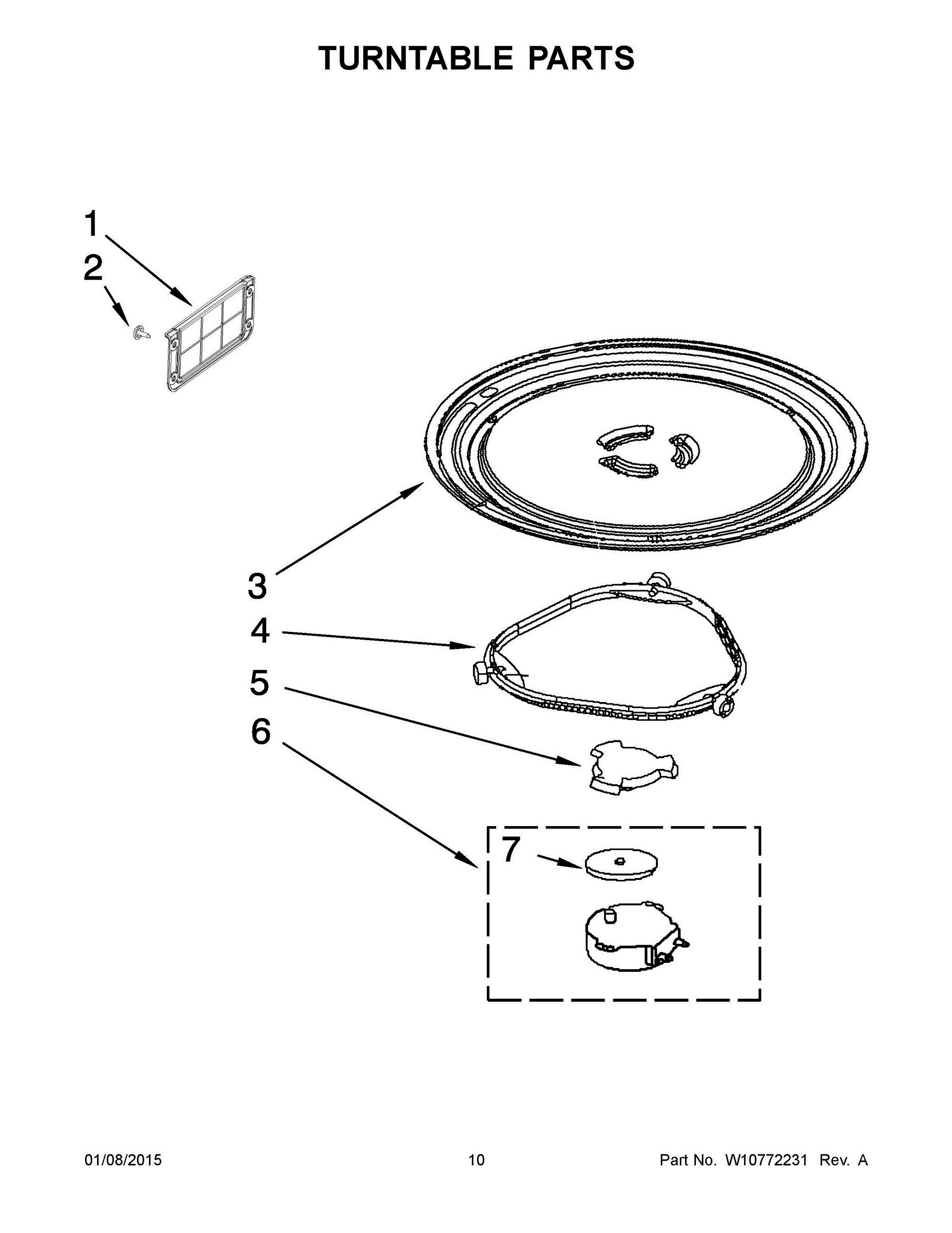 06 - TURNTABLE PARTS Diagram and Parts List for YWMH31017AB2  Whirlpool Microwave
