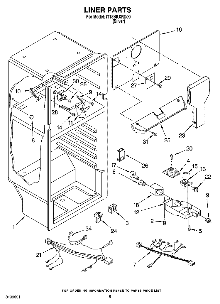 LINER PARTS Diagram and Parts List for IT18SKXRD00  Inglis Refrigerator