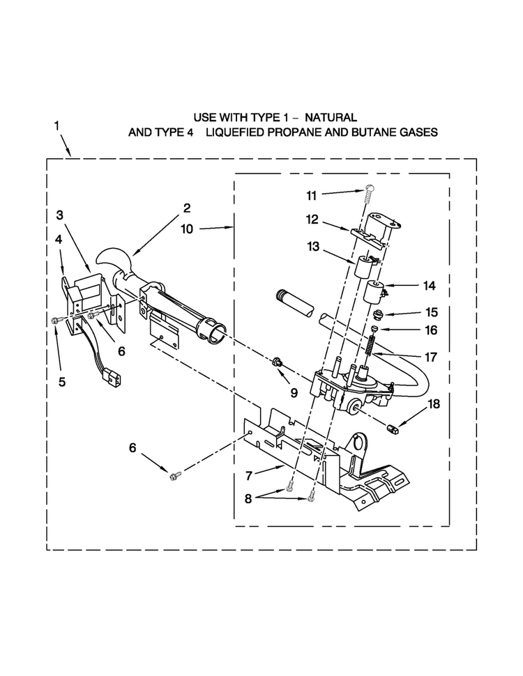 8318272 Burner Assembly Parts Diagram and Parts List for WGD4850BW0  Whirlpool Dryer
