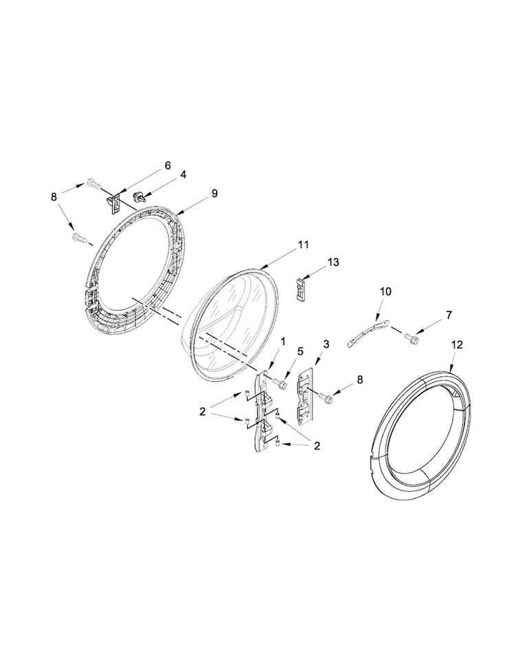Door Parts Diagram and Parts List for WFW8640BC1  Whirlpool Washer