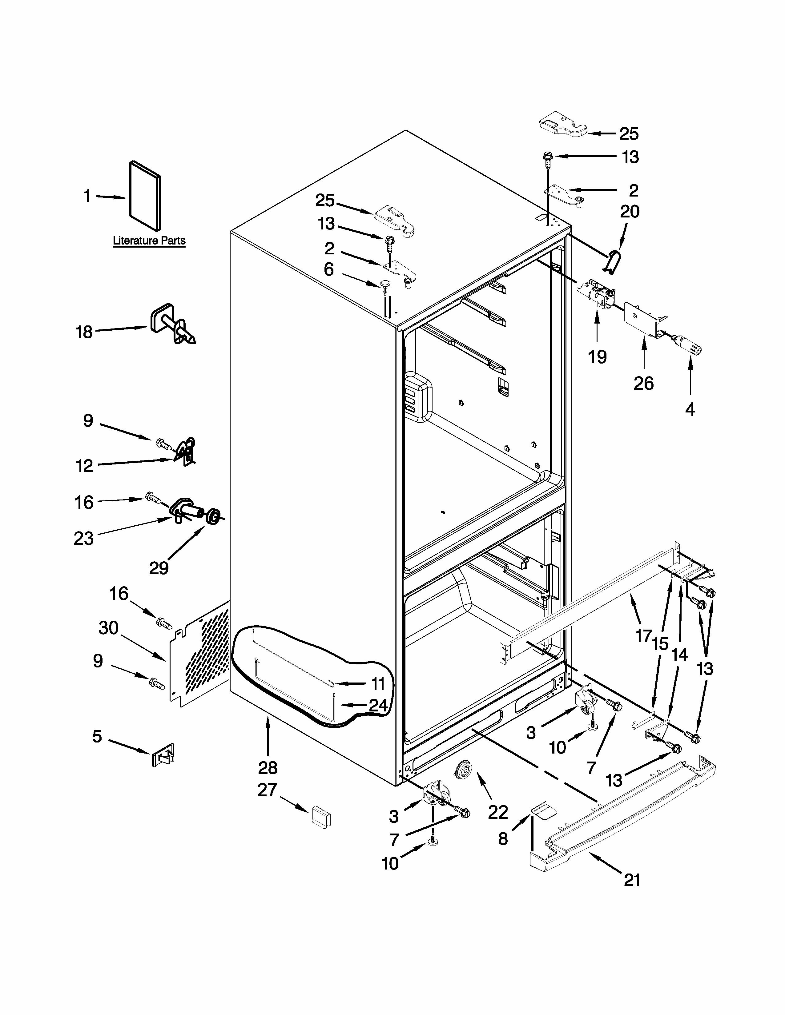 Cabinet Parts Diagram and Parts List for 10679472410  Kenmore Refrigerator