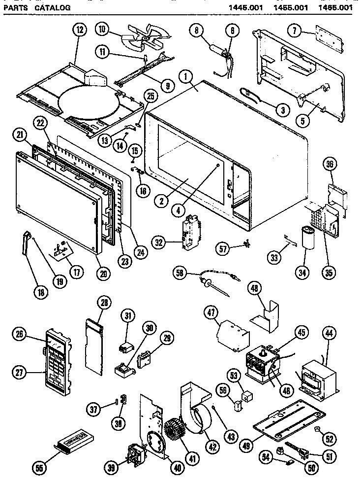 01 - Page 1 Diagram and Parts List for 1445001  Whirlpool Microwave