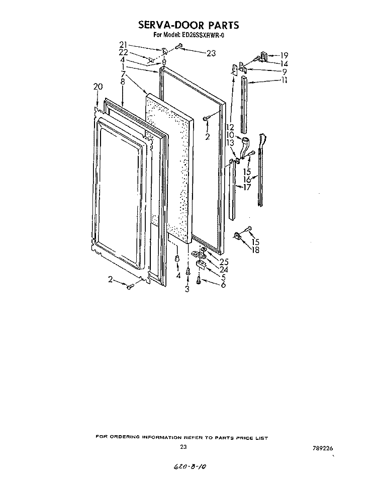 SERVA-DOOR Diagram and Parts List for ED26SSXRWR0  Whirlpool Refrigerator