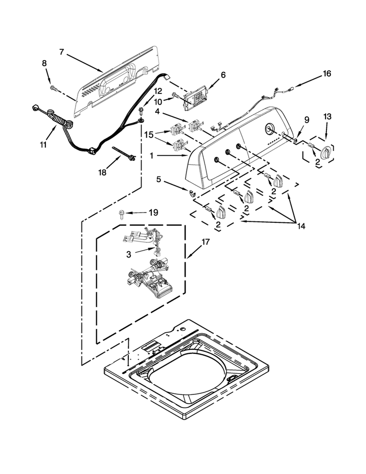 Controls And Water Inlet Parts Diagram and Parts List for ITW4771DQ0  Inglis Washer