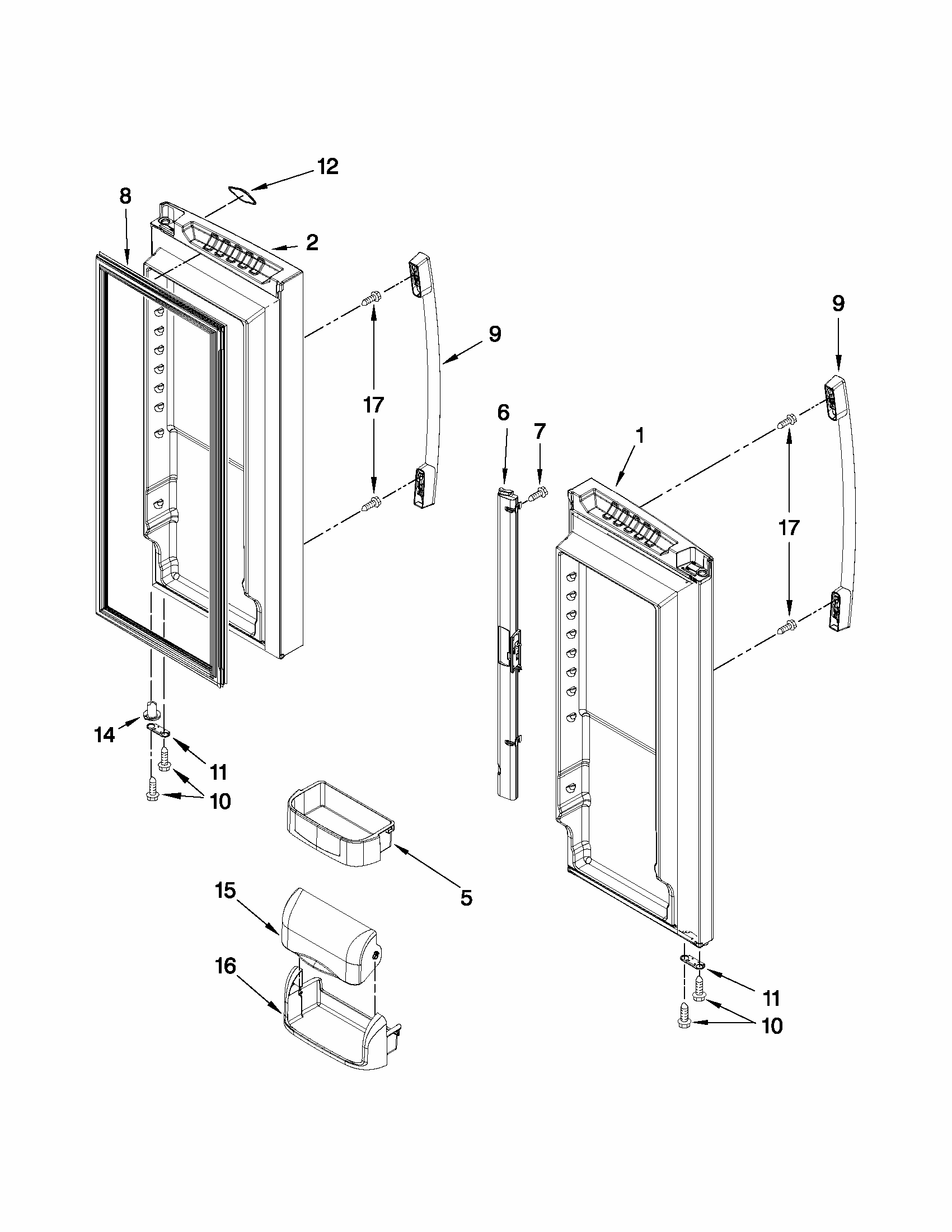 Refrigerator Door Parts Diagram and Parts List for 59679222013  Kenmore Refrigerator