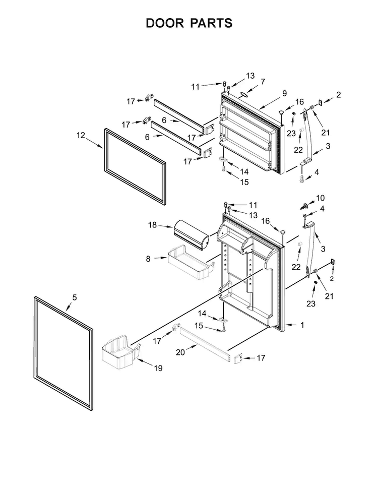 Door Parts Diagram and Parts List for WRT511SZDB00  Whirlpool Refrigerator
