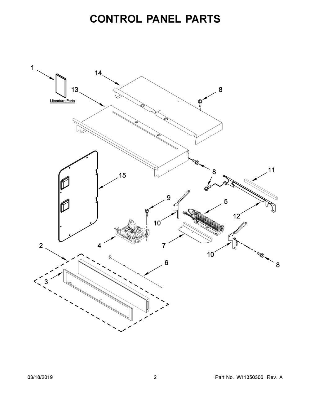 Control Panel Parts Diagram and Parts List for WOC54EC0HS02  Whirlpool Microwave Oven Combo