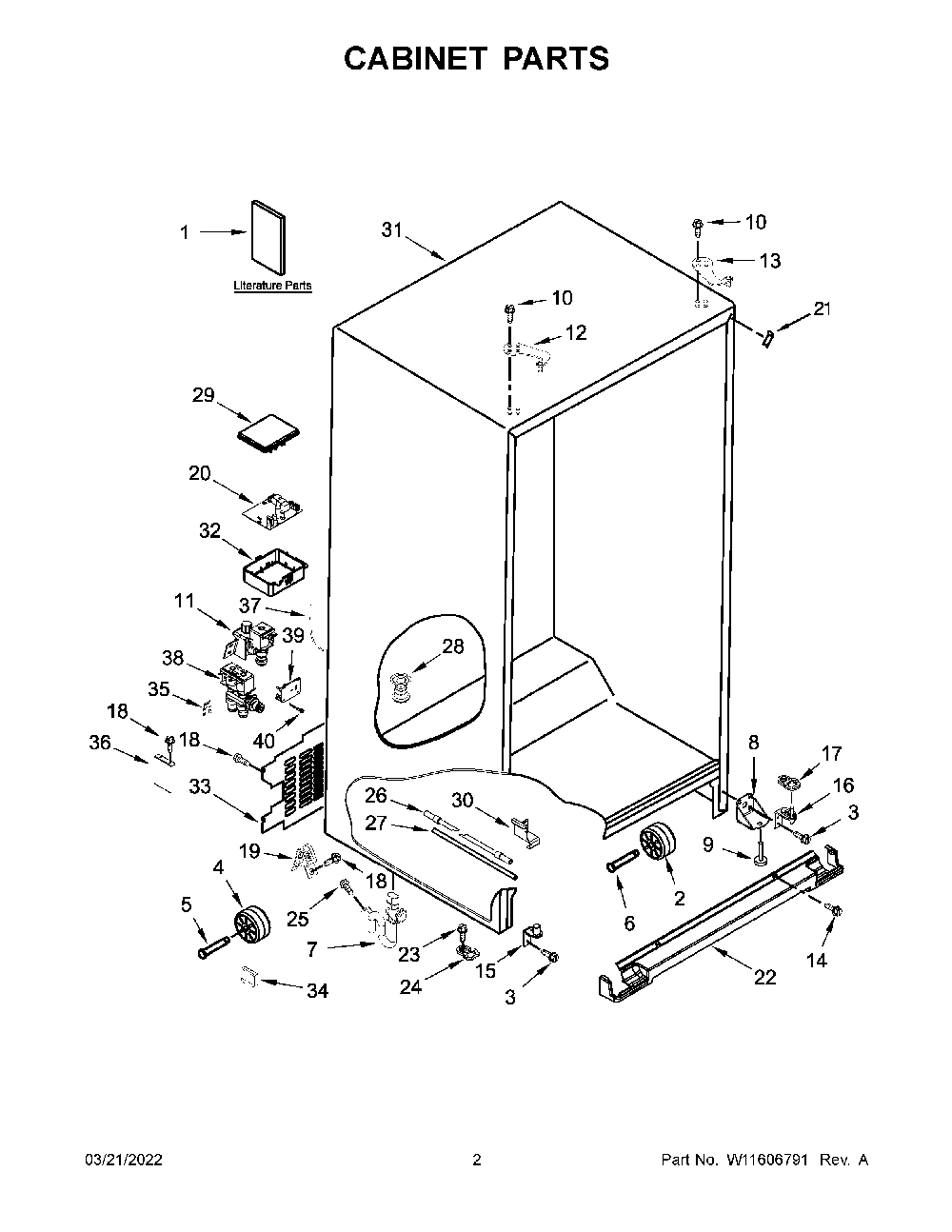 Cabinet Parts Diagram and Parts List for KRSF705HBS04  KitchenAid Refrigerator