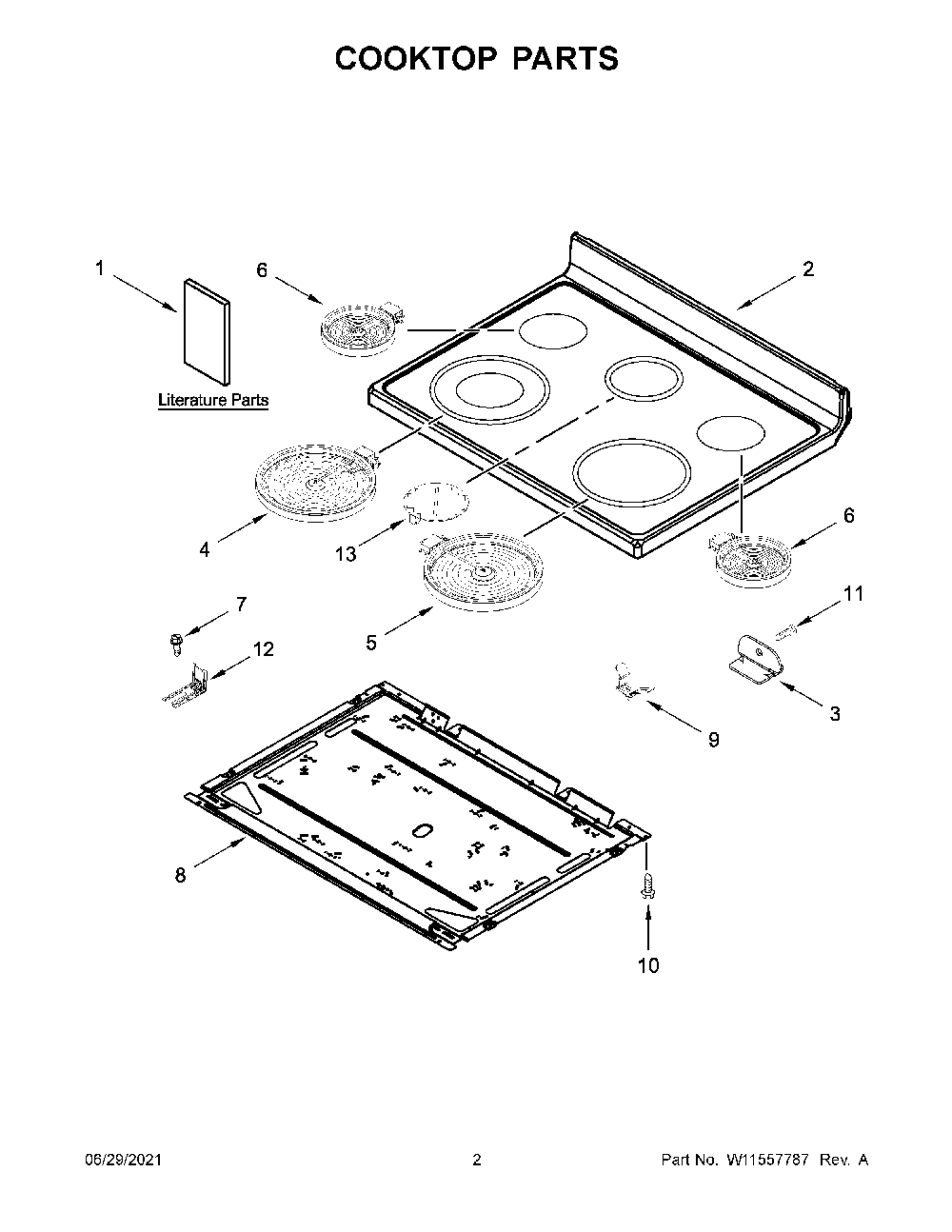 02 - Cooktop Parts Diagram and Parts List for YMER6600FB3  Whirlpool Range