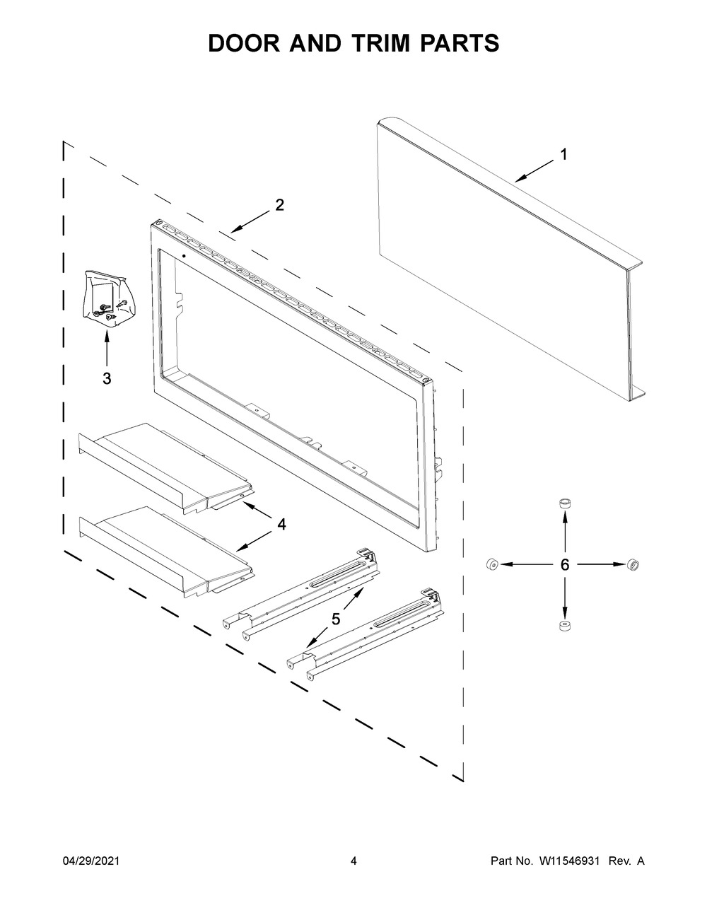 Door And Trim Parts Diagram and Parts List for WMT50011KS02  Whirlpool Microwave Oven Combo