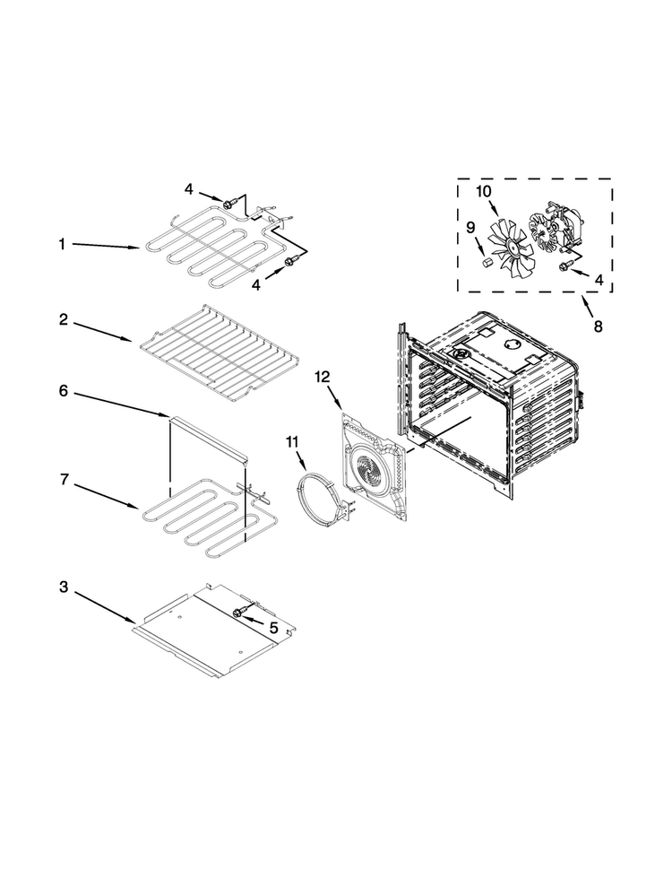 Internal Oven Parts Diagram and Parts List for WOD93EC7AW02  Whirlpool Wall Oven