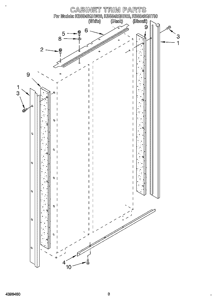 CABINET TRIM Diagram and Parts List for KSSS42QHB00  KitchenAid Refrigerator